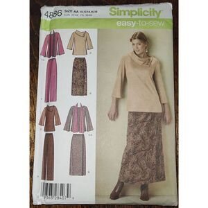 Simplicity  Sewing Pattern 4886 Size 10-18 Women's Winter Top Pants Skirt Scarf